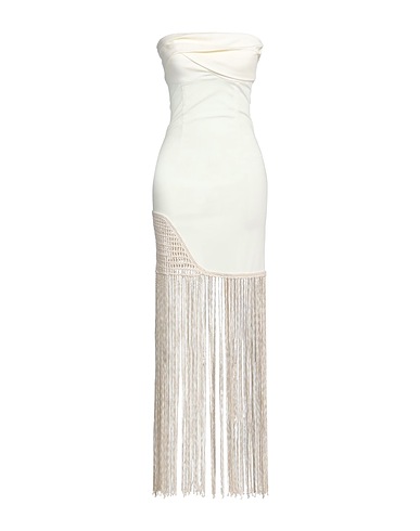 THE MANNEI Long dress Ivory 97% Polyester, 3% Elastane, Cotton, Viscose
