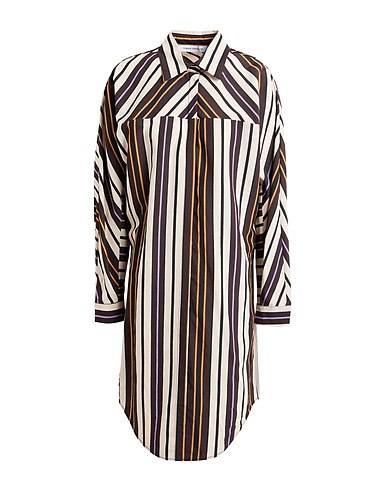 SIMONA CORSELLINI Shirt dress Beige 85% Viscose, 15% Nylon