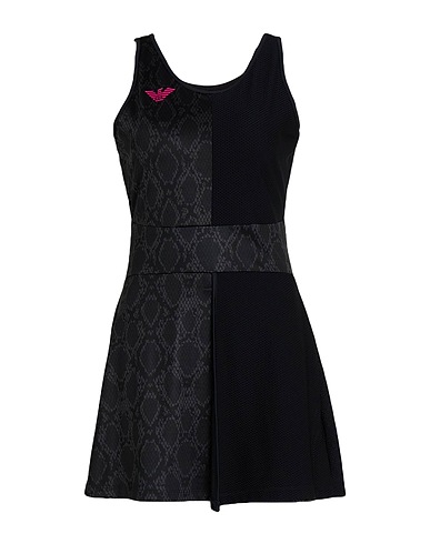 EA7 Short dress Black 90% Polyester, 10% Elastane