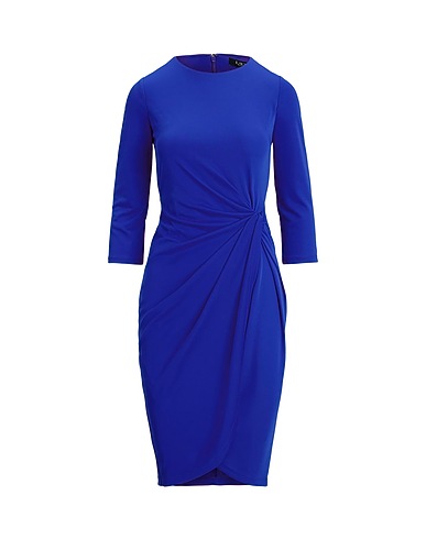 LAUREN RALPH LAUREN Midi dress TWIST-FRONT STRETCH JERSEY DRESS
 Bright blue 94% Polyester, 6% Elastane