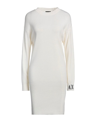ARMANI EXCHANGE Short dress Cream 50% Acrylic, 50% Virgin Wool