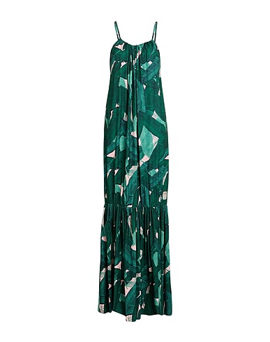 FEMI STORIES Vestido largo Verde 95% Poliéster, 5% Elastán