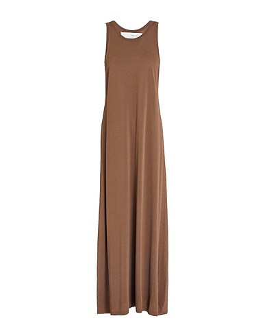 ISABEL BENENATO Long dress Brown 92% Viscose, 8% Polyester