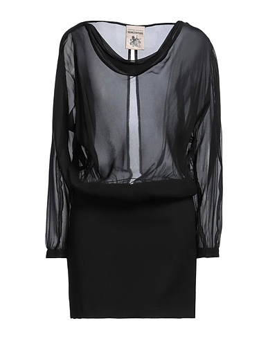 SEMICOUTURE Vestito corto Nero 54% Poliestere, 44% Lana Vergine, 2% Elastan, Acetato, Seta
