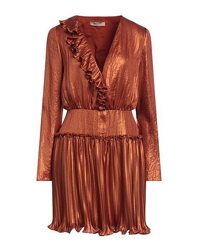 TWINSET Pleated dress Rust 100% Polyester