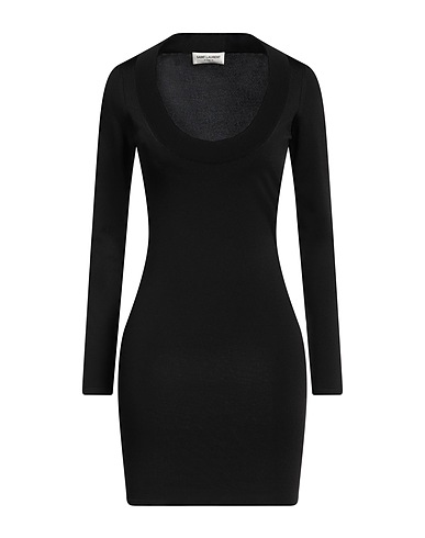 SAINT LAURENT Kurzes Kleid Schwarz 88% Viskose, 11% Polyamid, 1% Elastan