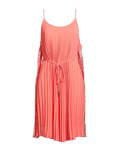 NENETTE Pleated dress Salmon pink 100% Polyester, Cotton, Polyamide