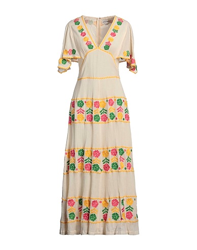 ANTIK BATIK Langes Kleid Cremeweiß 100% Baumwolle