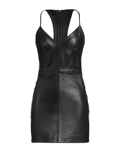 MANOKHI Short dress Black 100% Leather
