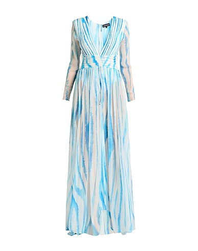 RETROFÊTE Long dress Azure 100% Silk, Elastane