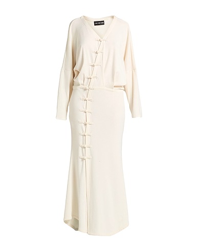 LISA VON TANG Long dress Off white 76% Polyester, 19% Viscose, 5% Elastane