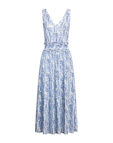 120% LINO Midi-Kleid Azurblau 100% Leinen