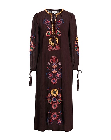 ANTIK BATIK Midi dress Chocolate brown 100% Cotton