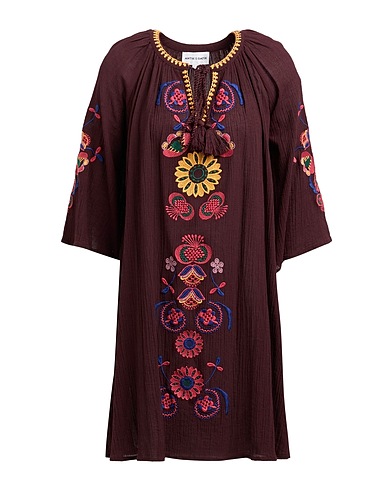 ANTIK BATIK ミニワンピース・ドレス チョコレートブラウン コットン 100%
