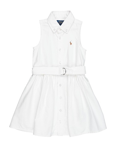 POLO RALPH LAUREN Dress Belted Cotton Oxford Shirtdress
 White 100% Cotton