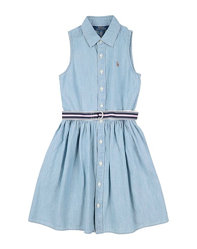 POLO RALPH LAUREN Vestito Belted Cotton Chambray Shirtdress
 Blu 100% Cotone