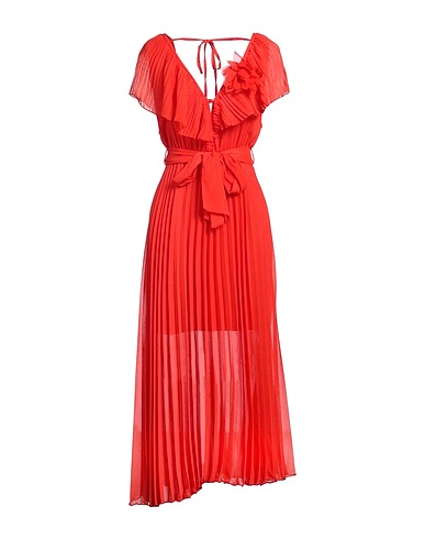 DIXIE Long dress Tomato red 100% Viscose