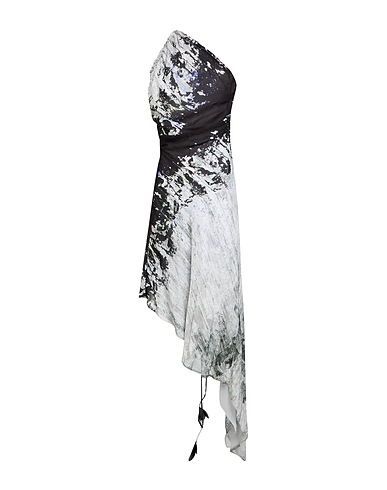 THE ATTICO Long dress Light grey 100% Viscose, Polyester, Rooster feathers