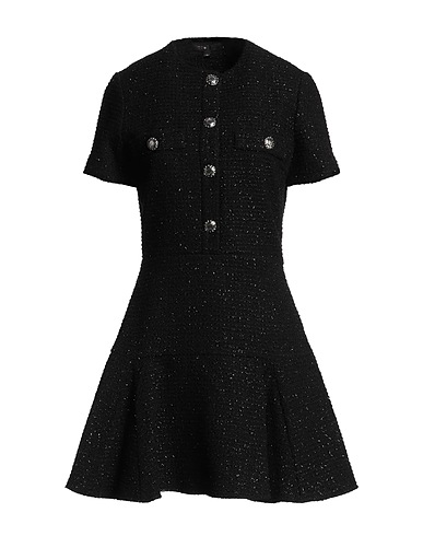 MAJE Minivestido Negro 52% Algodón, 32% Acrílico, 12% Poliéster, 2% Otras Fibras, 2% Fibra metálica