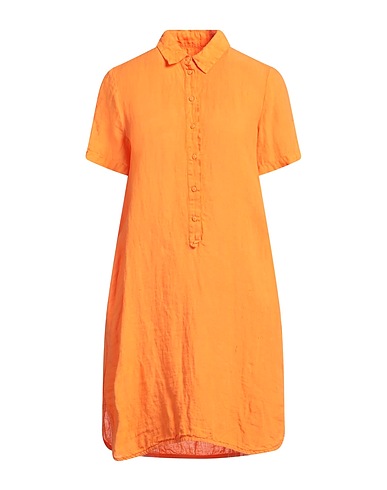 120% LINO Shirt dress Orange 100% Linen