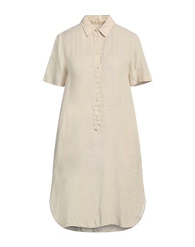 120% LINO Shirt dress Beige 100% Linen