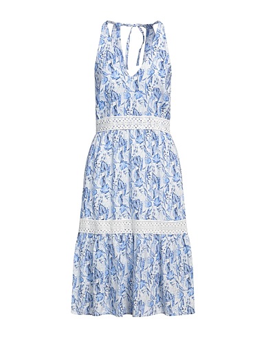 120% LINO Vestito midi Blu 100% Lino, Cotone