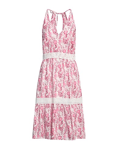 120% LINO Vestito midi Magenta 100% Lino, Cotone