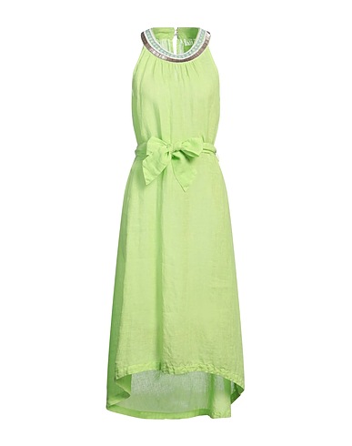 120% LINO Midi dress Lime green 100% Linen