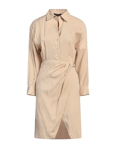 MAJE Midi dress Beige 56% Linen, 42% Viscose, 2% Elastane
