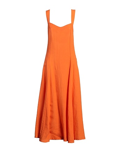 120% LINO Langes Kleid Mandarine 100% Leinen