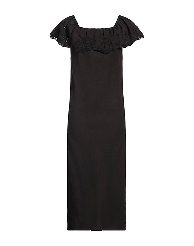 120% LINO Vestito midi Nero 100% Lino