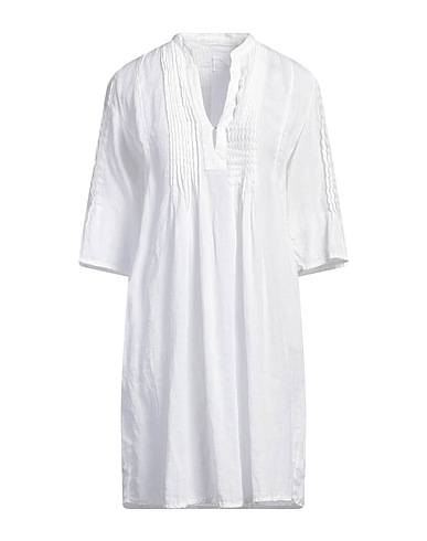 120% LINO Hemdkleid Weiß 100% Leinen