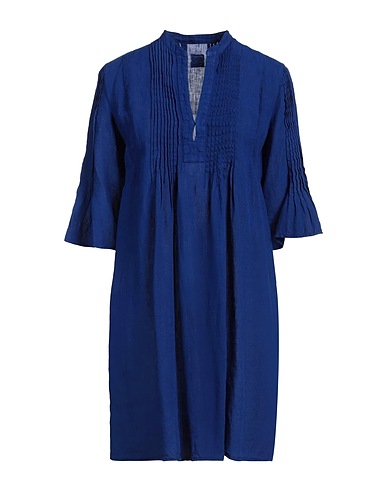120% LINO Hemdkleid Blau 100% Leinen