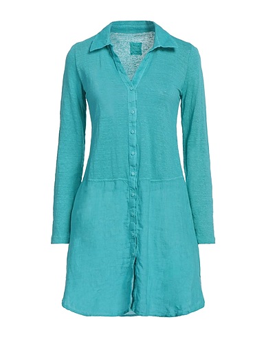 120% LINO Shirt dress Emerald green 100% Linen