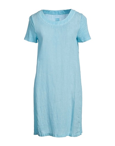 120% LINO Short dress Sky blue 100% Linen