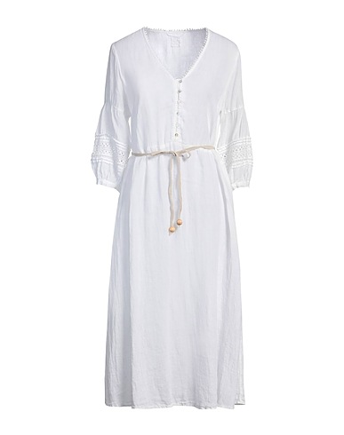 120% LINO Vestito midi Bianco 100% Lino