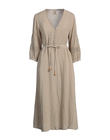 120% LINO Midi dress Beige 100% Linen