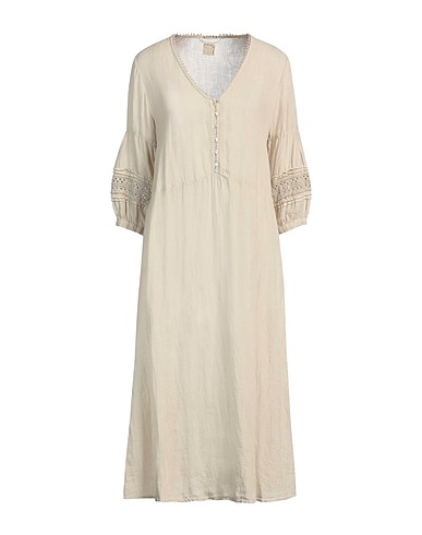120% LINO Midi dress Beige 100% Linen
