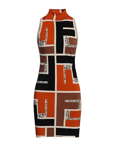 FENDI Sheath dress Rust 67% Viscose, 33% Polyester