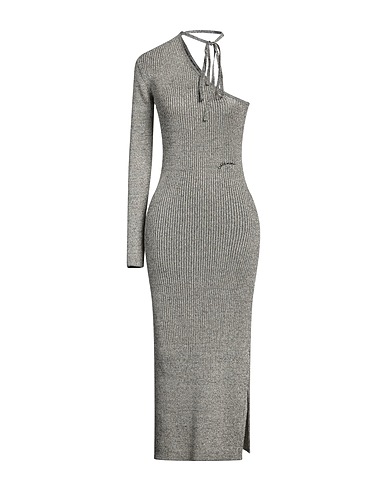 GANNI Midi dress Grey 66% Recycled polyester, 34% Metallic fiber
