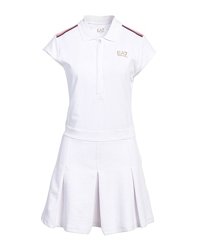 EA7 Pleated dress White 95% Cotton, 5% Elastane, Polyester