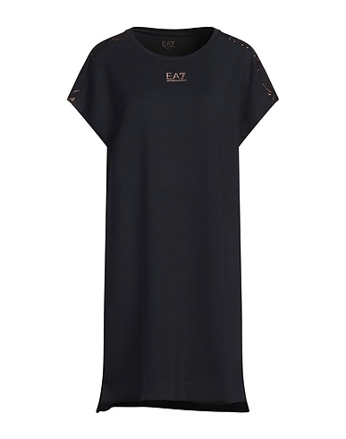EA7 Short dress Black 47% Polyester, 45% Modal, 8% Elastane