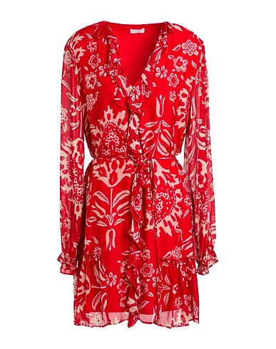 LIU •JO Short dress Red 73% Viscose, 27% Silk