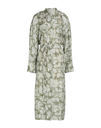 BRUNELLO CUCINELLI Midi dress Military green 100% Silk, Brass