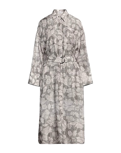 BRUNELLO CUCINELLI Midi dress Grey 100% Silk, Brass