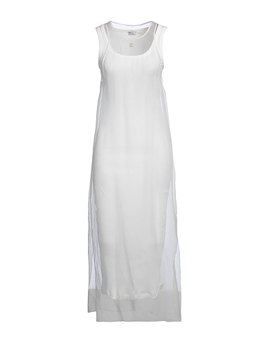 BRUNELLO CUCINELLI Long dress White 98% Cotton, 2% Elastane, Silk