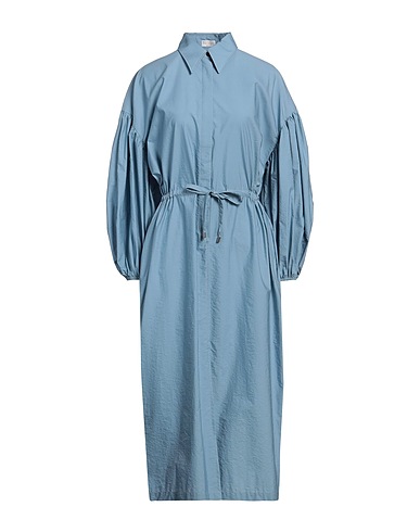 BRUNELLO CUCINELLI Midi dress Azure 75% Cotton, 25% Polyamide, Brass