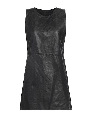 THEORY Short dress Black 100% Lambskin
