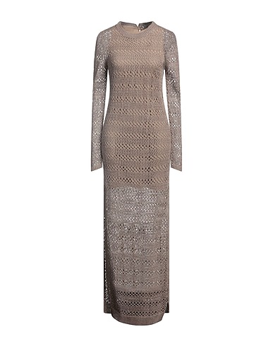 BRUNELLO CUCINELLI Langes Kleid Hellbraun 70% Leinen, 30% Seide