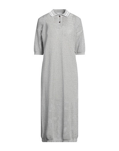 BRUNELLO CUCINELLI Midi dress Light grey 85% Cotton, 15% Metallic fiber